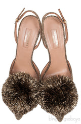 Metallic Gold Powder Puff Heels
