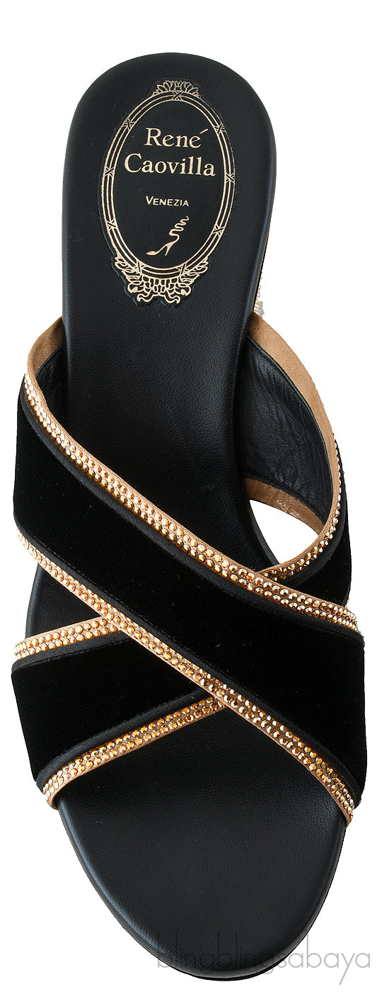 Black & Gold Criss-cross Sandals
