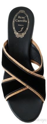 Black & Gold Criss-cross Sandals