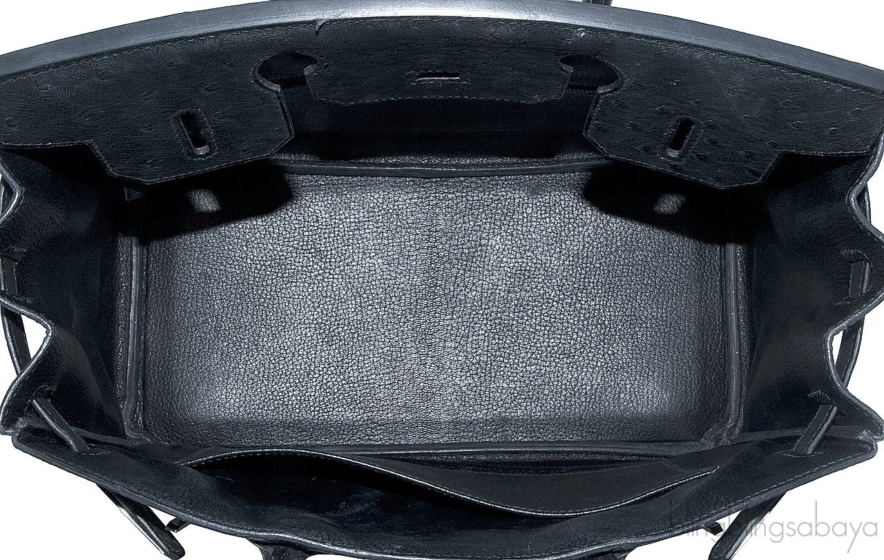 Birkin 30 Black Ostrich PHW