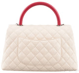 Coco White Caviar w/ Red Lizard Handle bag