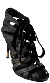 Black Strappy Peep Toe Sandals