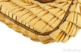 Yellow Borderline Pleated Satin Clutch