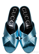 Criss-cross Metallic Blue Sandals