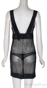 Black Pleated Sheer Camisole Set
