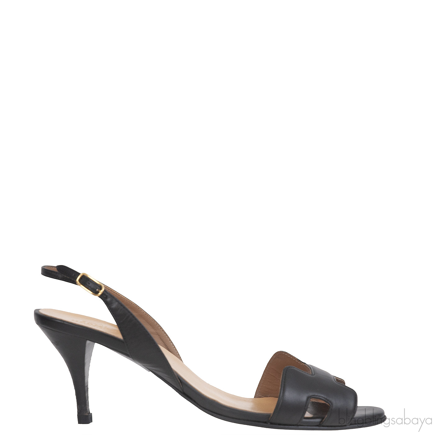 Hermes Black Night 70 Slingback Sandals