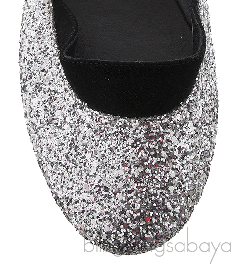 Silver Glitter Ballerina Flats