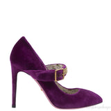 Gucci Purple Sylvie Velvet Crystal Embellished Heels 38