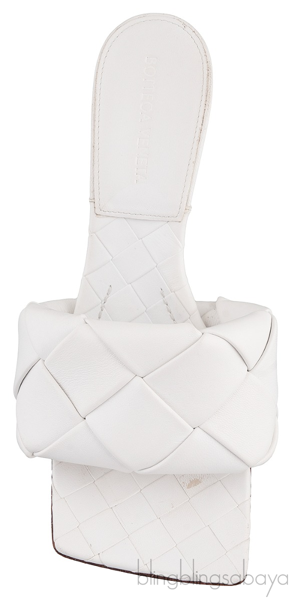 Bottega Veneta White Lido Intrecciato Mules 38