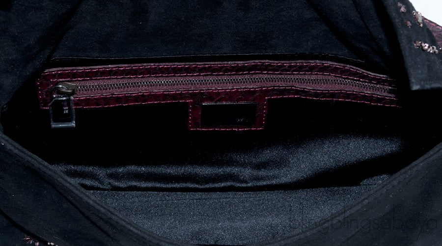 Black Beads Embroidered Baguette