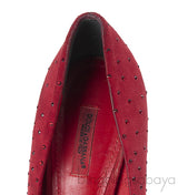 Dolce & Gabbana Red Suede Crystal Heels