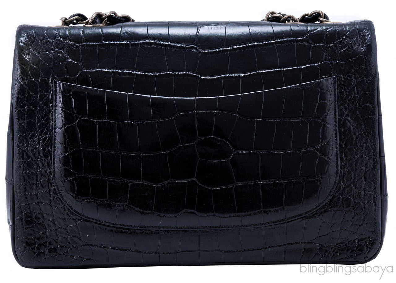 Classic Jumbo Black Shiny Croco