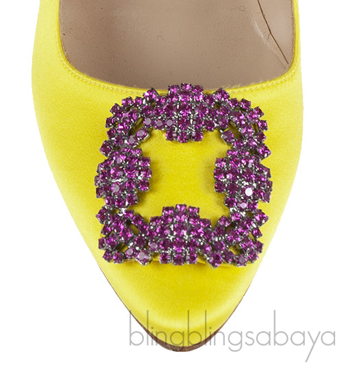 Manolo Blahnik Yellow Satin Hangisi Pump
