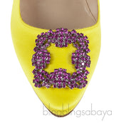 Manolo Blahnik Yellow Satin Hangisi Pump