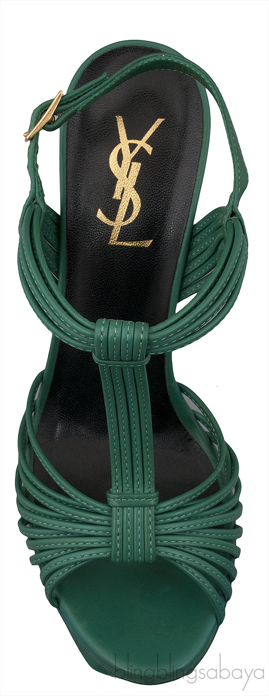 Green T Strap Slingback Heels