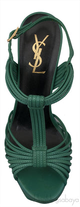 Green T Strap Slingback Heels