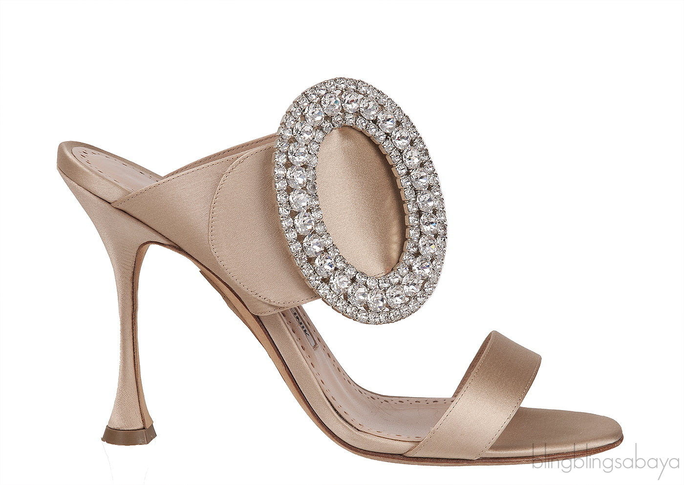 Champagne Satin Fibiona Slide Sandals