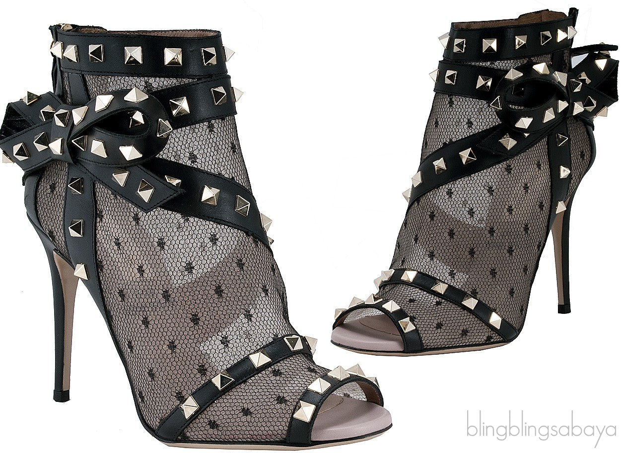 Lace Net Peep Toe Bootie