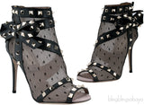 Lace Net Peep Toe Bootie