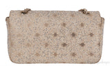 Crystal Bead Jewel Gold Medium Flap Bag