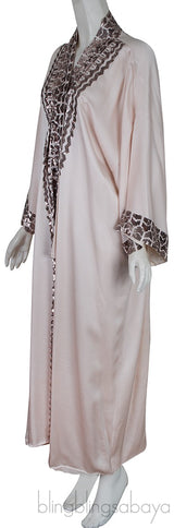 Beige Sequin Trim Kimono