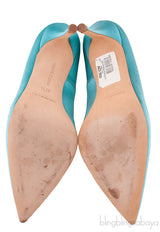 Eufrasia Teal Satin Crystal Heels