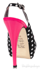Pink Bow Black Polka-dot Platform Slingback Shoes
