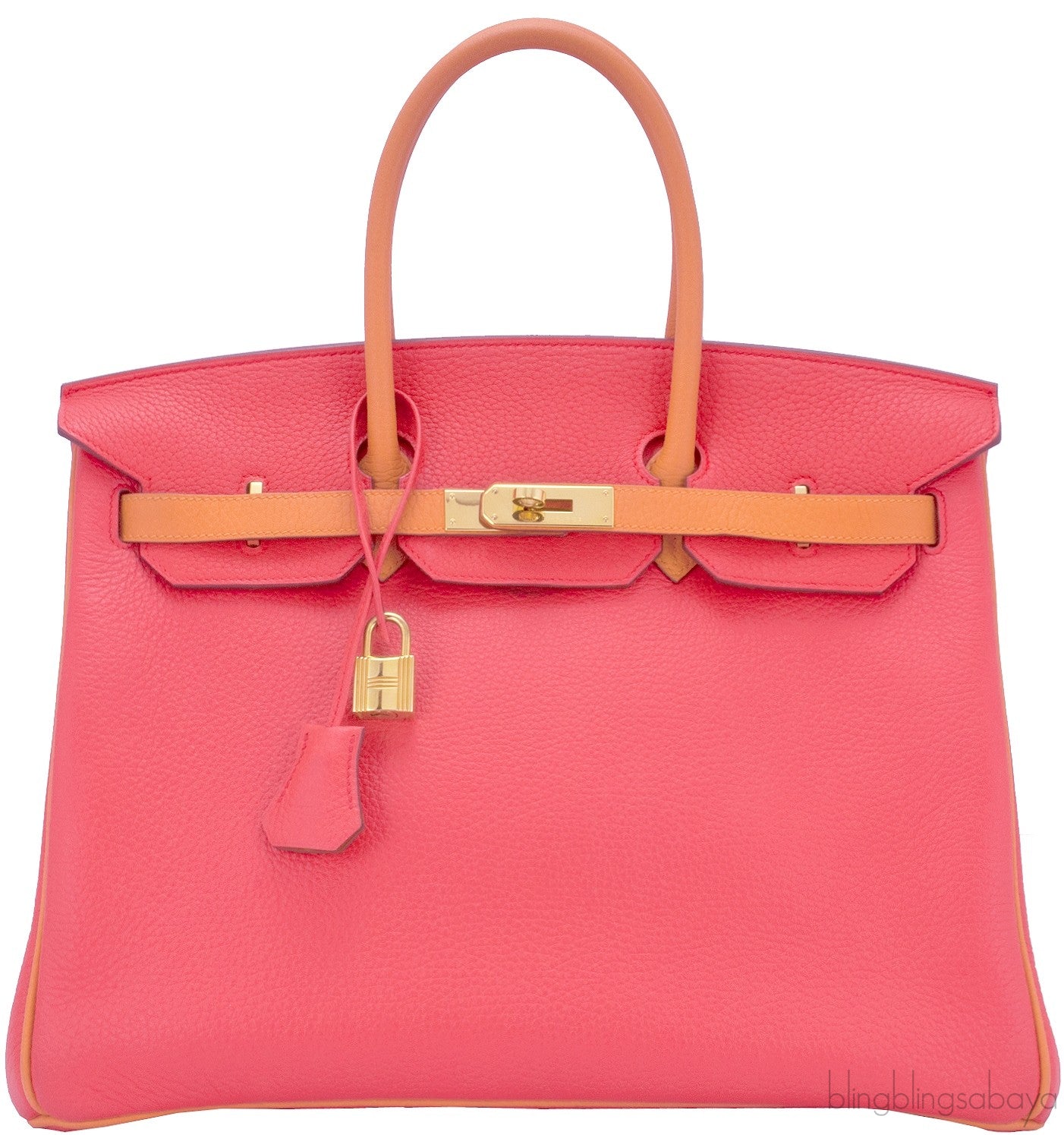 Birkin 35 Bicolor Rose Jaipur/Orange