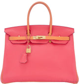 Birkin 35 Bicolor Rose Jaipur/Orange