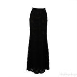 Emilio Pucci Black Silk Lace Trim Shirt & Black Lace Maxi Skirt M