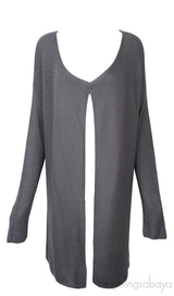 Grey Knit Long Sleeves Cardigan