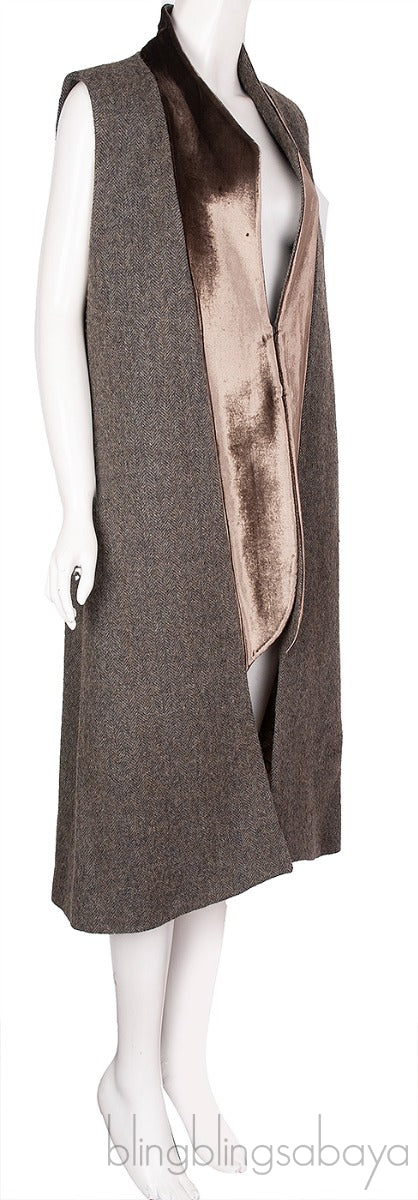 Grey Sleeveless Combi Cardigan