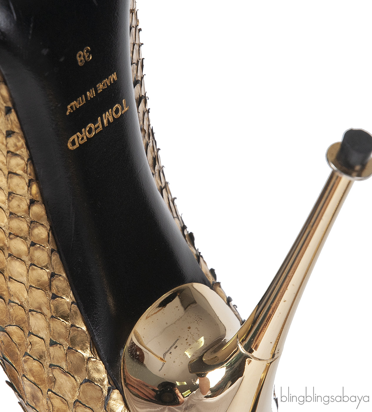 Tom Ford Python Gold Pointed Heels