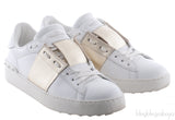 White and Gold Stripe Trainer Sneakers