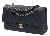 Classic Midnight Blue Medium Double Flap Bag GHW