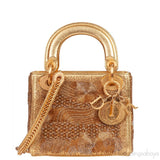 Lady Dior Mini Gold Bead Embellished Bag