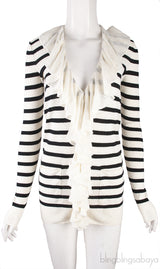 Stripe Ruffled Cardigan