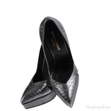 Yves Saint Laurent Gun Metal Lizard Print Pointed Pump