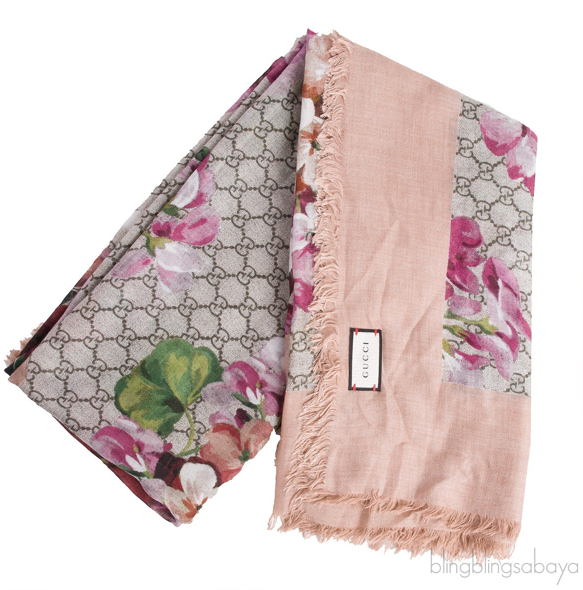 GG Floral Print Modal Silk Shawl