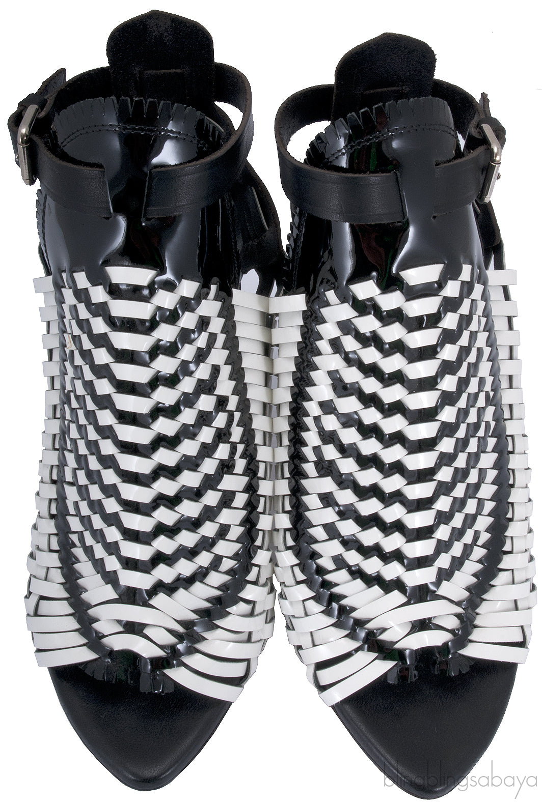Black / White Monochrome Woven Sandals