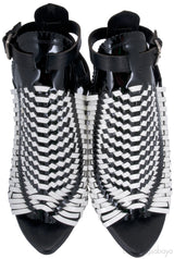 Black / White Monochrome Woven Sandals