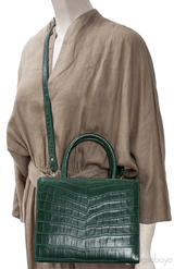 S\'uvimol My Sweet Box Emerald Crocodile Bag
