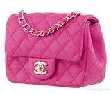Fuchsia Quilted Mini Flap Bag
