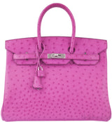Birkin 35 Ostrich Fuchsia Pink PHW