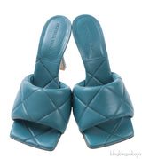 Bottega Veneta Blue Green Rubber Lido Mules 38