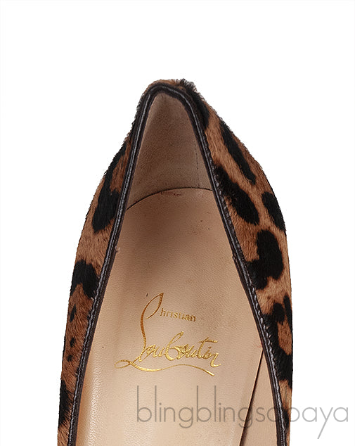 Leopard Pony Peep Toe Pump