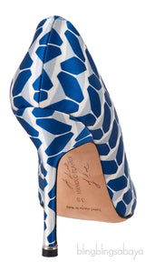 Blue Printed Satin Hangisi Pump