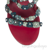 Chanel Camellia Strappy Pearl Red Sandals
