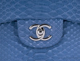 Classic Jumbo Blue Python Flap Bag