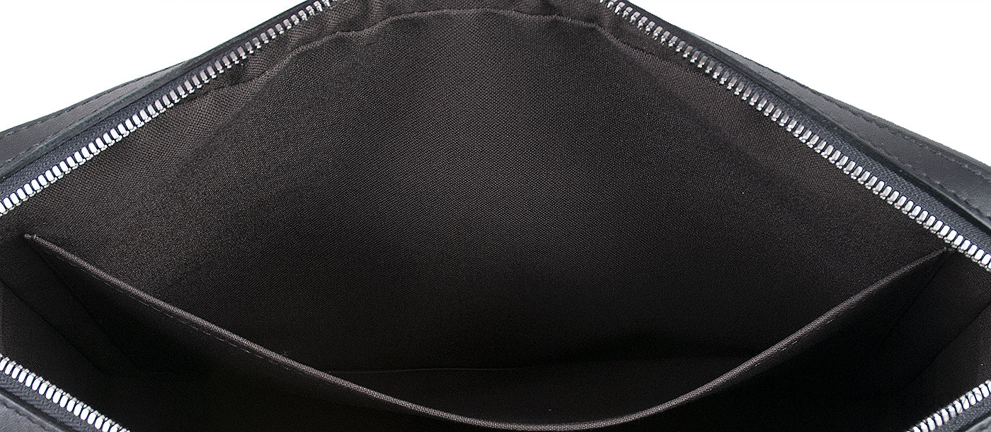 Black Infiniti Leather Calypso Messenger Bag MM